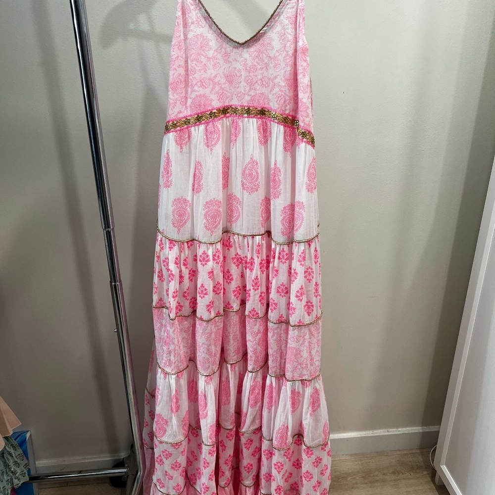 Pink and White Floral Maxi Dress
